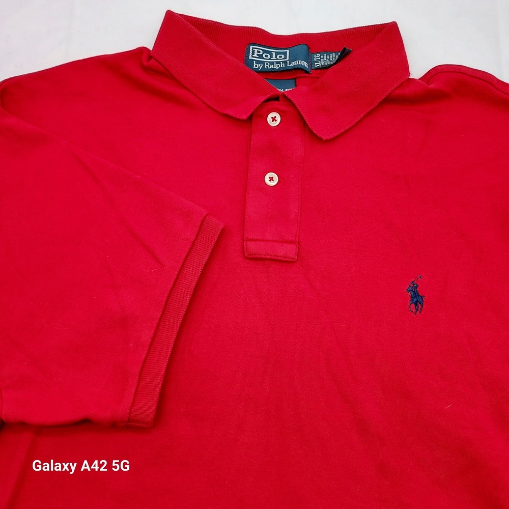 Polo Ralph Lauren Mens XL‎ Custom Fit Red Polo Shirt Short Sleeve